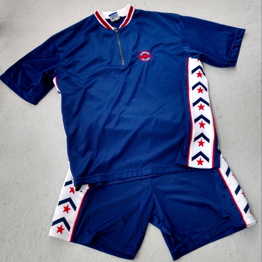 Vintage Converse Navy Blue Red White Short Sleeve Jersey Set